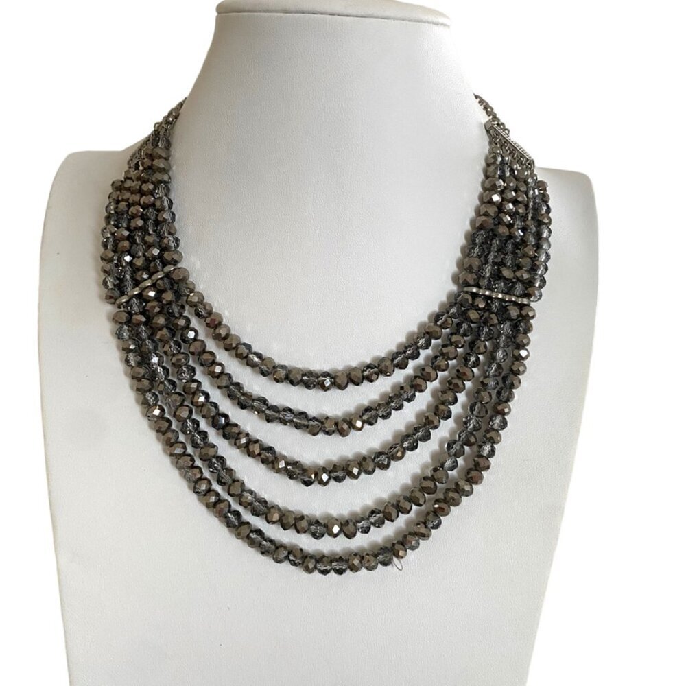 New York Co Company multistrand draped Necklace Silver tone faceted glass beads